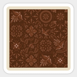 Mexican Brown Talavera Tile Pattern by Akbaly Sticker